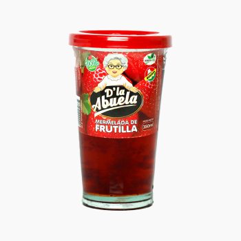 Mermelada de frutilla D’La Abuela 350cc elaborada artesanalmente con frutas naturales y sin conservantes.